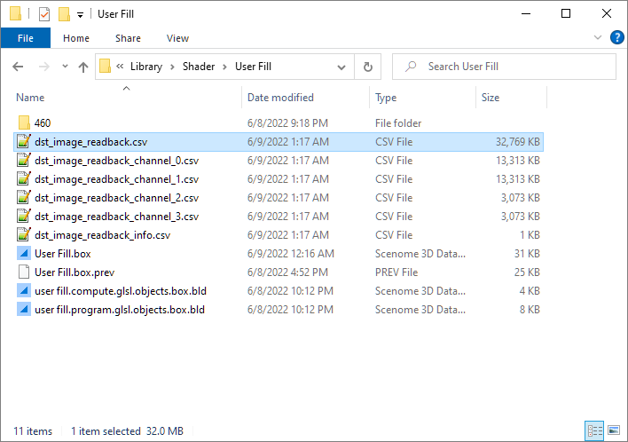 This is a picture of the folder containing the dumped output.