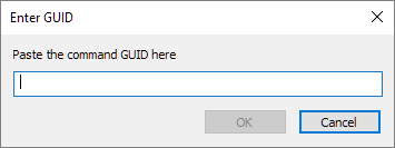This is a picture of the text entry dialog asking for a GUID.