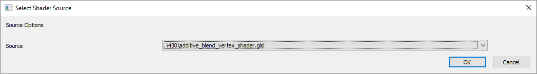 This is a picture of the select shader source code dialog.