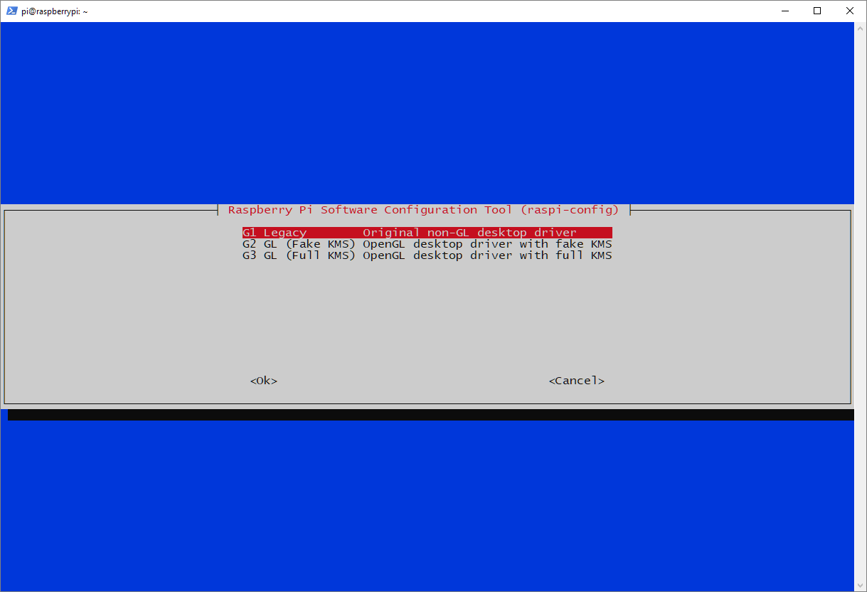 This is a picture of the Raspberry Pi Software Configuration Tool 'Advanced Options' dialog.